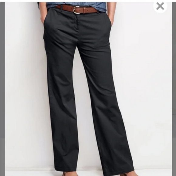 Lands' End NWT Wide Leg Weekend Chino Trousers Black Slant Pocket Pants Classic - Picture 13 of 13
